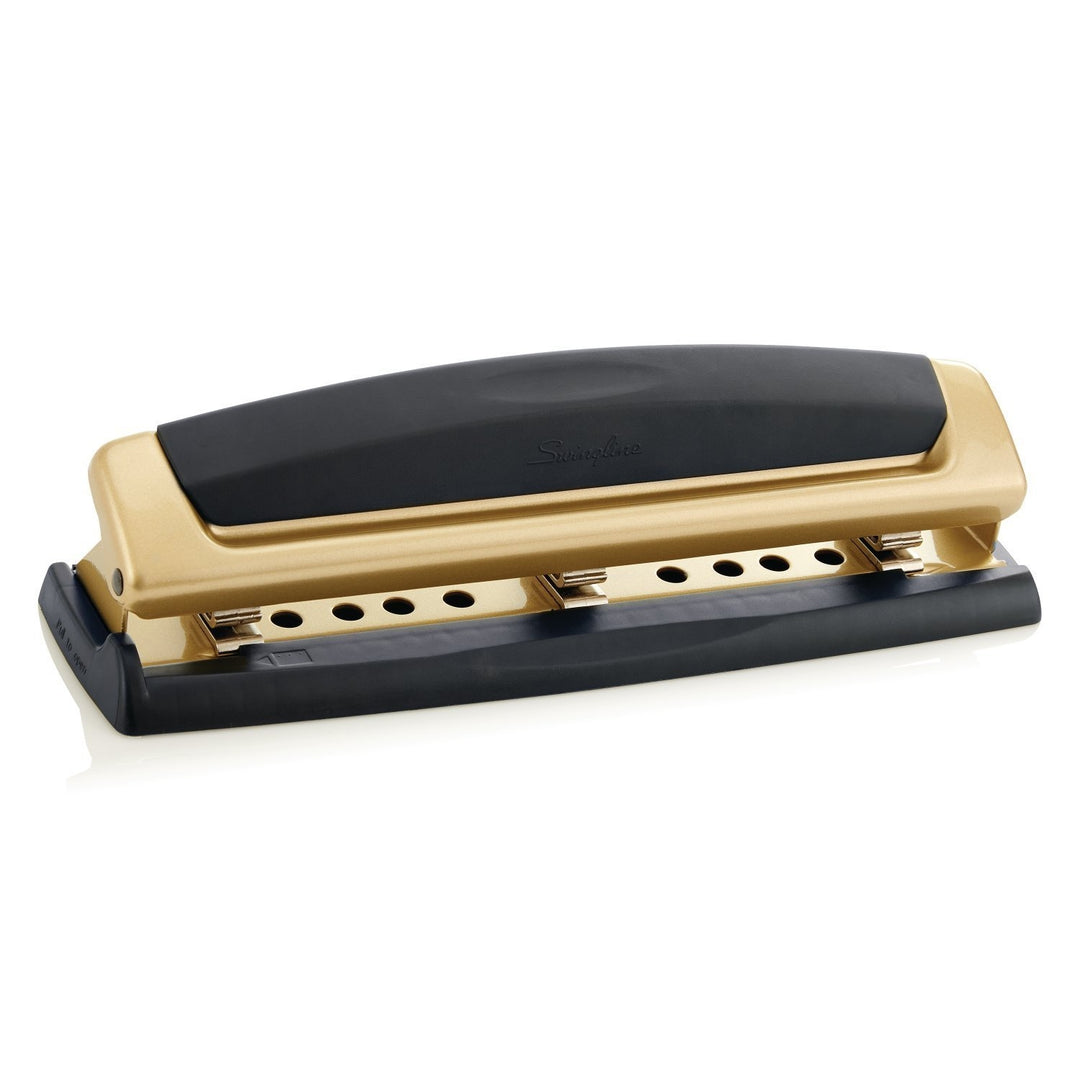 Swingline Precision Pro Black/Gold Adjustable 2-3 Hole Desktop Punch - 74086