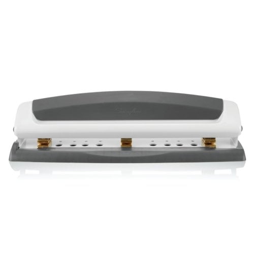 Swingline Precision Pro Gray/White Adjustable 2-3 Hole Desktop Punch - 74019