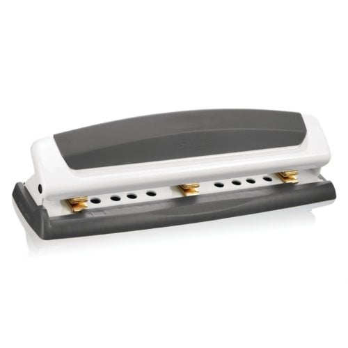 Swingline Precision Pro Gray/White Adjustable 2-3 Hole Desktop Punch - 74019