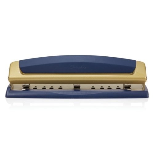 Swingline Precision Pro Navy/Gold Adjustable 2-3 Hole Desktop Punch - 74089