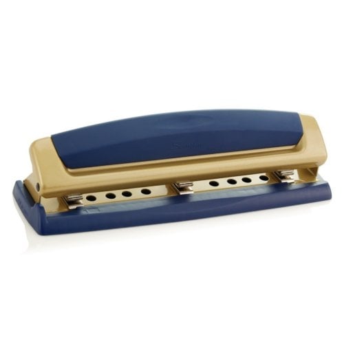 Swingline Precision Pro Navy/Gold Adjustable 2-3 Hole Desktop Punch - 74089
