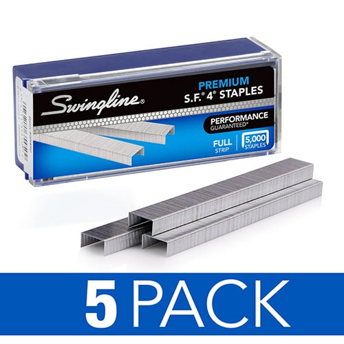 Swingline S.F.4 Full Strip 1/4" Premium Staples (5000/Box) - 5 Boxes - Clearance Sale
