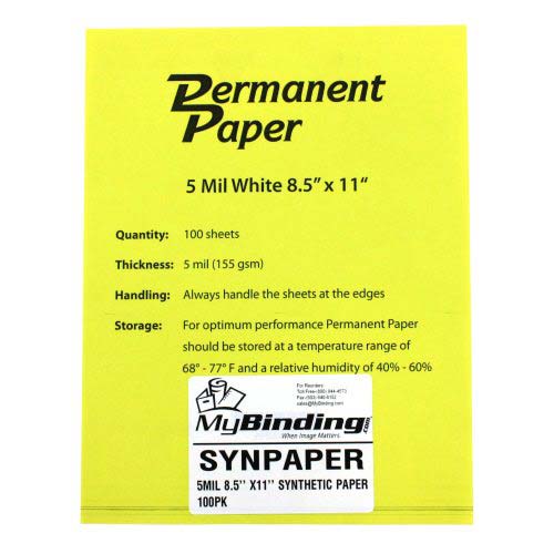 Synthetic Paper 5mil 8.5" x 11"  - 100pk