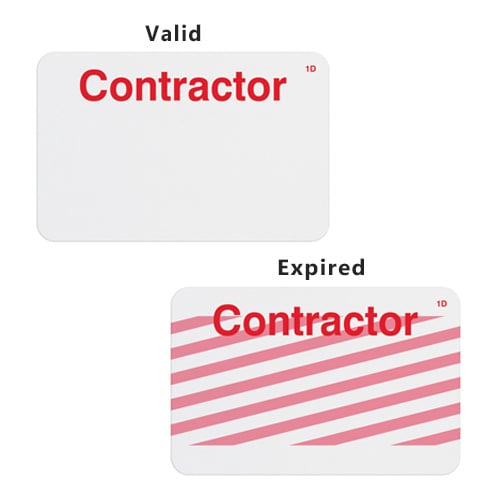 Manual ONEstep TIMEbadge Expiring Badge - Contractor - 500pk