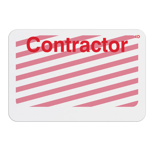 Manual TIMEbadge Expiring One Day Badge FRONTpart - Contractor -1000pk