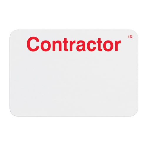 Manual TIMEbadge Expiring One Day Badge FRONTpart - Contractor -1000pk