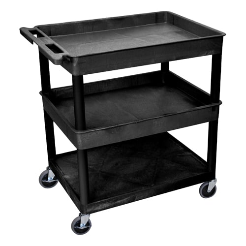 Luxor Large Top/Middle Tub and Bottom Flat Shelf Utility Cart