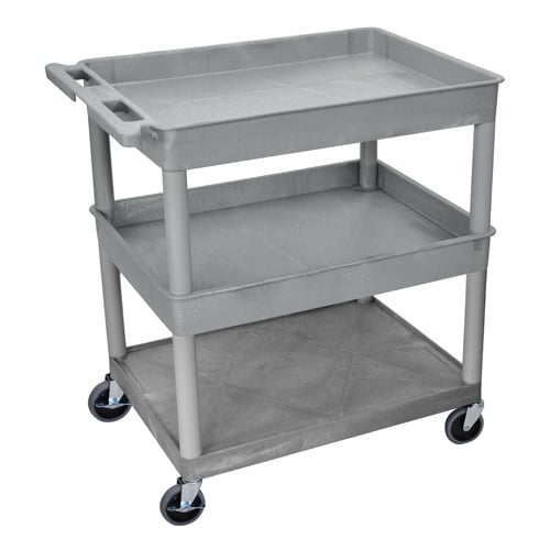 Luxor Large Top/Middle Tub and Bottom Flat Shelf Utility Cart