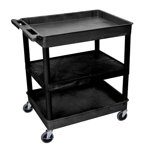 Luxor Large Top/Bottom Tub and Middle Flat Shelf Utility Cart