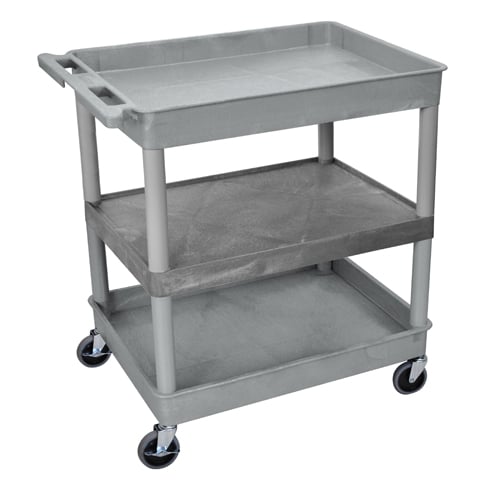 Luxor Large Top/Bottom Tub and Middle Flat Shelf Utility Cart