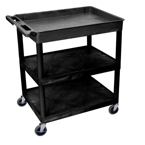 Luxor Large Top Tub and Middle/Bottom Flat Shelf Utility Cart