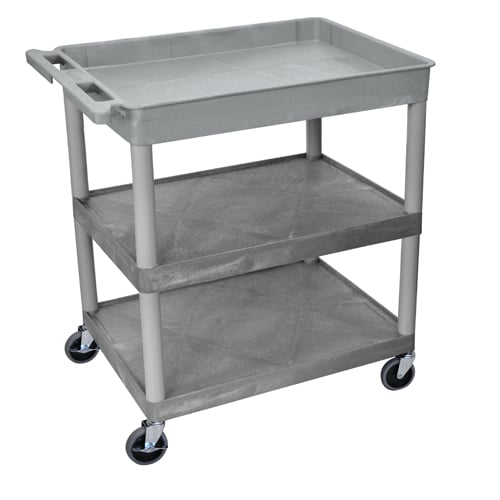 Luxor Large Top Tub and Middle/Bottom Flat Shelf Utility Cart