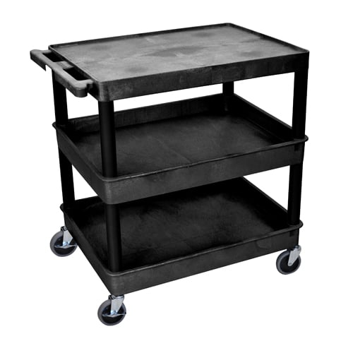 Luxor Large Top Flat and Middle/Bottom Tub Shelf Utility Cart