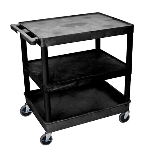 Luxor Large Top/Middle Flat and Bottom Tub Shelf Utility Cart