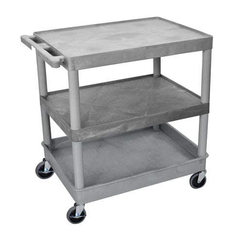 Luxor Large Top/Middle Flat and Bottom Tub Shelf Utility Cart