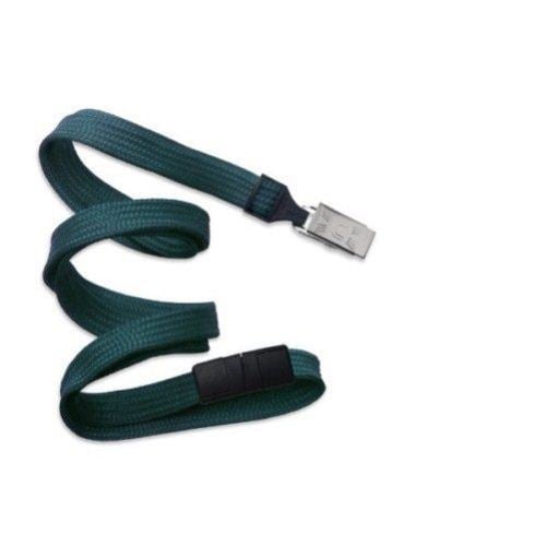 Teal Flat Braid Break-Away Lanyard with Bulldog Clip - 100pk