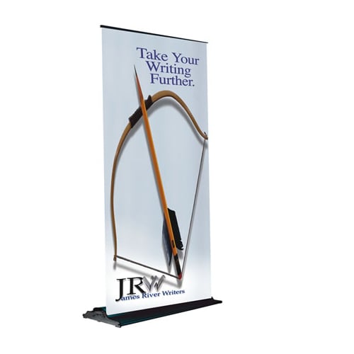 The GrandStand Silver 33.5" x 84.5��� Single -Sided Retractable Banner Stand