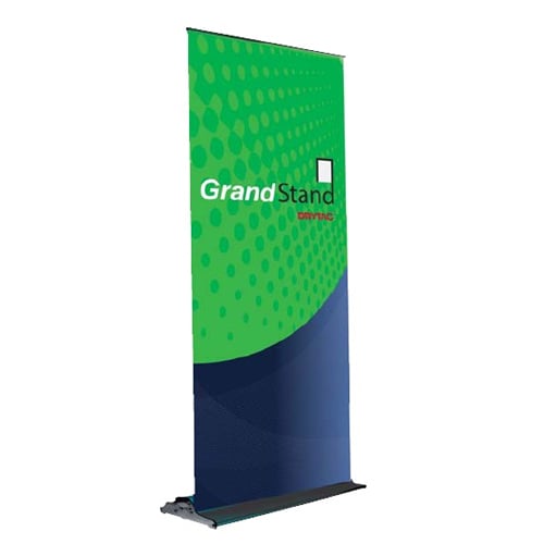 The GrandStand Black 33.5" x 84.5��� Single -Sided Retractable Banner Stand
