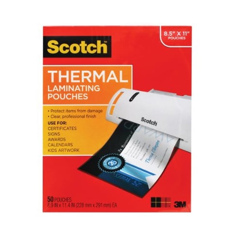 Scotch 9" x 11-1/2" Letter Size Thermal Laminating Pouches - 50pk