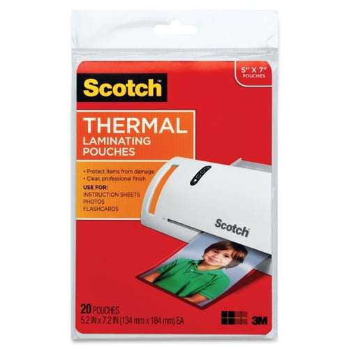 Scotch 3-3/4" x 2-3/8 Business Card Size Thermal Laminating Pouches - 20pk