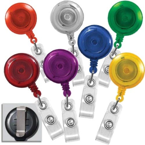 Translucent Round Badge Reel with Belt Clip - 25pk