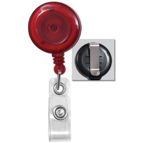 Translucent Round Badge Reel with Belt Clip - 25pk