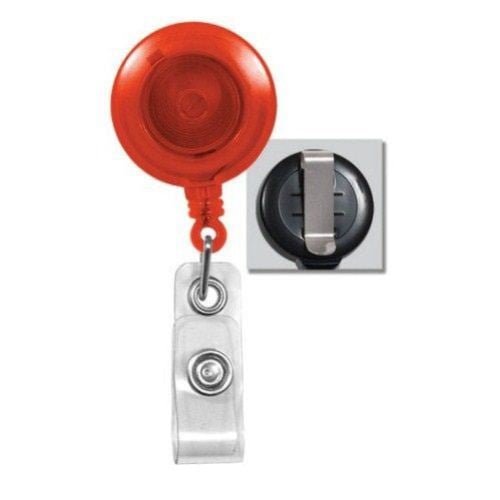 Translucent Round Badge Reel with Belt Clip - 25pk