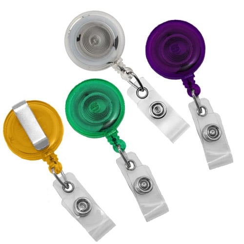 Translucent Round Badge Reel with Slide Clip - 25pk