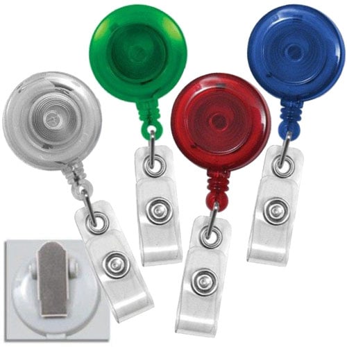 Translucent Round Badge Reel with Spring Clip - 25pk