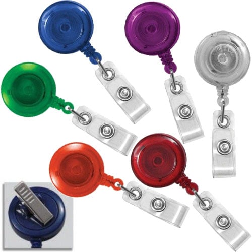 Translucent Round Badge Reel with Swivel Clip- 25pk