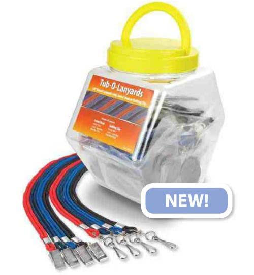 Tub-O-Lanyards with NPS Swivel Hooks and Bulldog Clips - 50pk