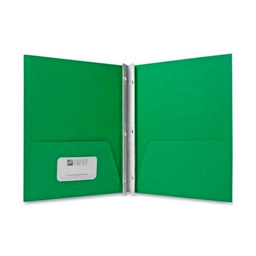 Sparco Green Two Pocket Report Cover With Fasteners - 25pk