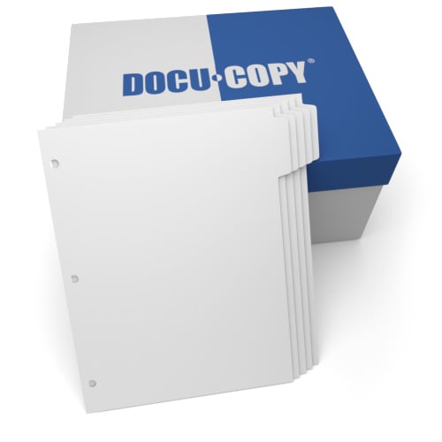 Uncollated 1/5th Cut 90lb Mylar Coated Copier Tabs 3 Holes - Pos 1 - 1250 Tabs/Carton