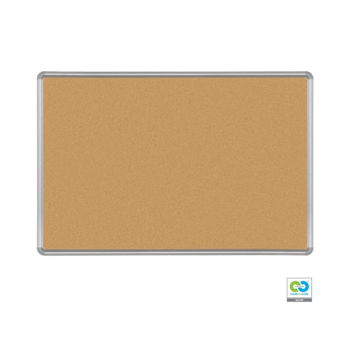 Best-Rite VT Logic Natural Cork Eco-Friendly Bulletin Board with Silver Presidential Trim