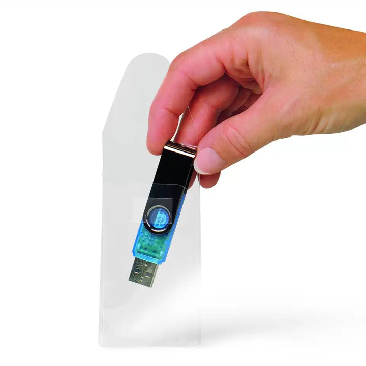 Self-Adhesive USB Pockets with Flap (2" x 3.5", Crystal Clear)