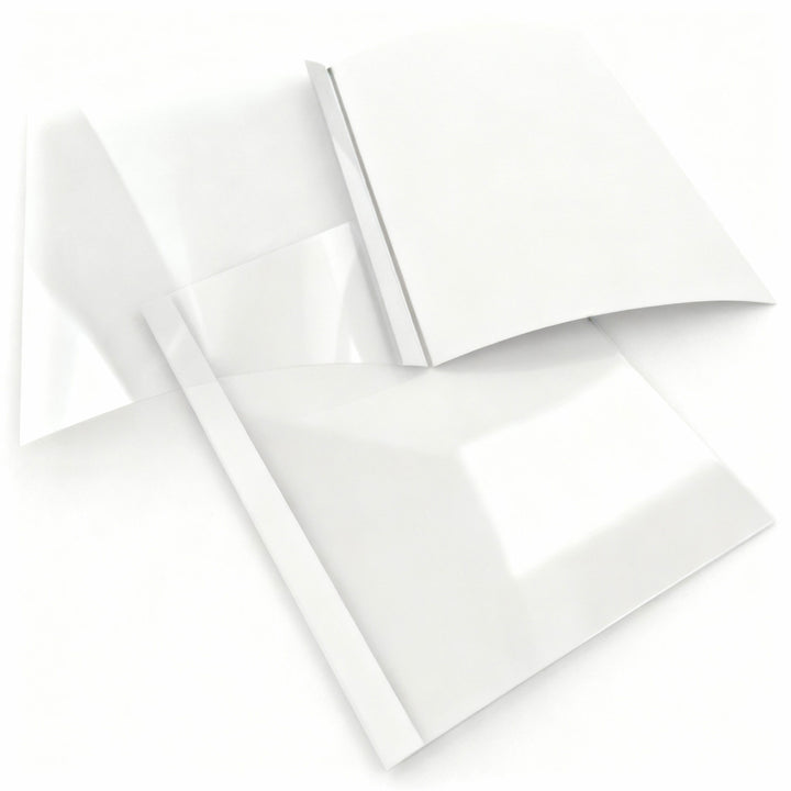1/2" White Linen Thermal Binding Utility Covers (Clear Gloss Front) - 100pk