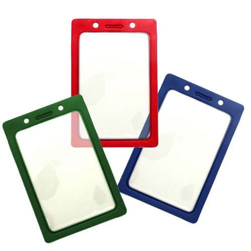 Vertical Vinyl Color-Frame Badge Holder (3-7/16" x 2-1/4") - 100pk