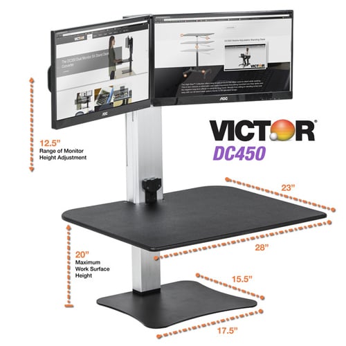 Victor High Rise Electric Dual Monitor Standing Desk - DC450