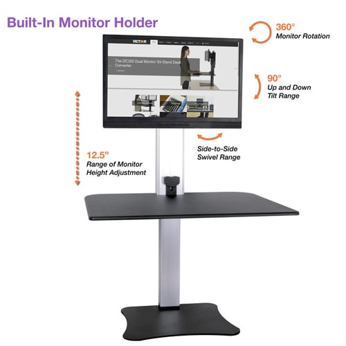 Victor High Rise Electric Single Monitor Standing Desk - DC400