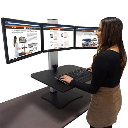 Victor High Rise Electric Triple Monitor Standing Desk - DC475