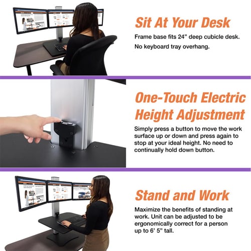 Victor High Rise Electric Triple Monitor Standing Desk - DC475