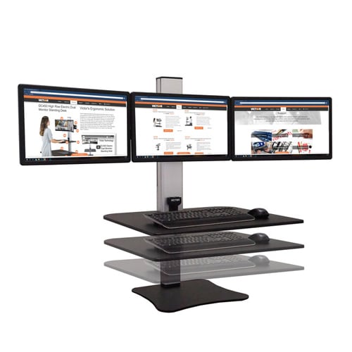 Victor High Rise Electric Triple Monitor Standing Desk - DC475