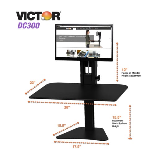 Victor High Rise Manual Single Monitor Standing Desk - DC300