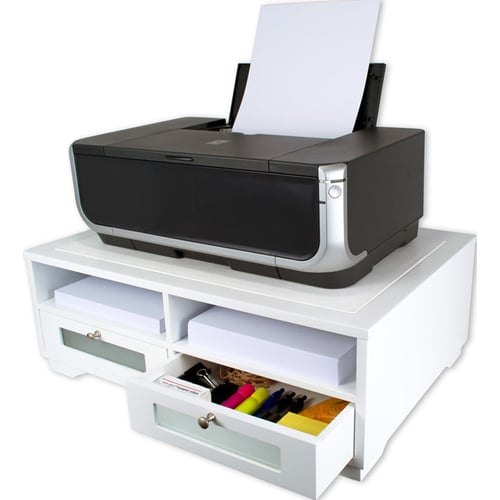 Victor Printer Stand with Shelves and Drawers (Pure White) - W1130