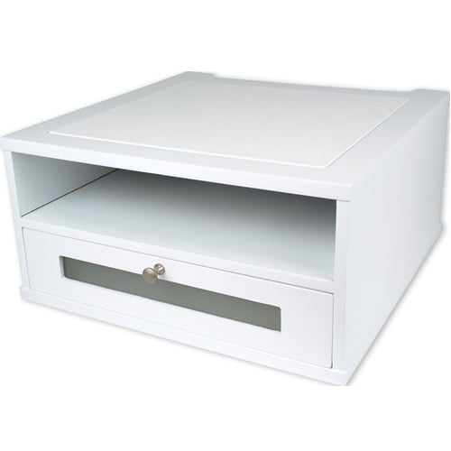 Victor Monitor Riser with Shelf and Drawer (Pure White) - W1175