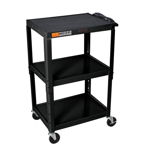 H. Wilson Adjustable Height 3-Shelf Steel A/V Cart