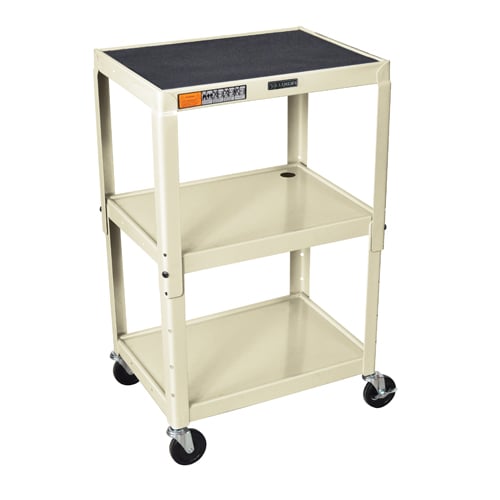 H. Wilson Adjustable Height 3-Shelf Steel A/V Cart