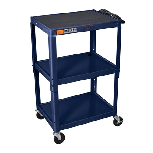 H. Wilson Adjustable Height 3-Shelf Steel A/V Cart