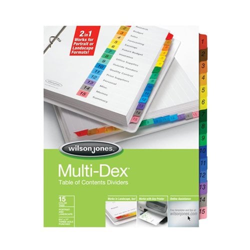 Wilson Jones 15-Tab MultiDex Indexes - W91503B - Clearance Sale