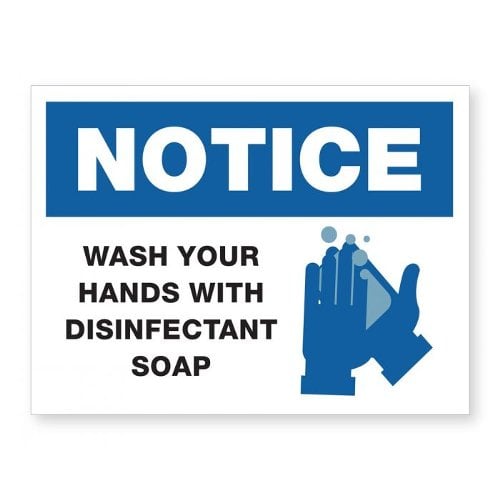 Wash Hands With Disinfectant Soap - 8" x 6" Acrylic Sign